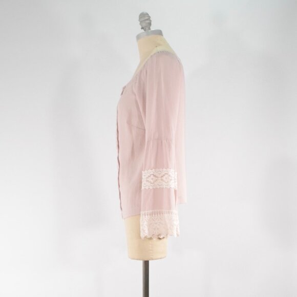 Nanette Lepore Baby Pink Off-the-Shoulder Bell Sleeve Blouse - Picture 3 of 7